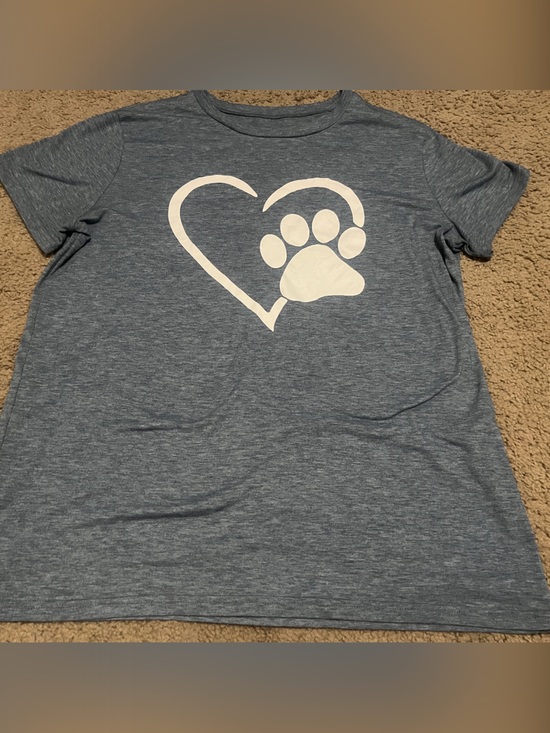 Tops - Women's Short Sleeve Paw Heart Tee - Blue